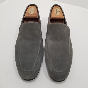 New John Lobb Tyne Suede Loafer Men's Size 7.5E In Slate Gray