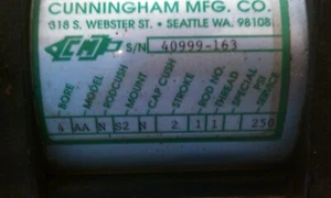 CUNNINGHAM 4ANS2N211250, 4" X 2" PNEUMATIC CYLINDER - Picture 1 of 5