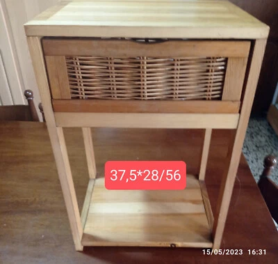 Comodino Armadietto Cassettiera Tavolino Compatto Legno vimini - Immagine 1 di 4