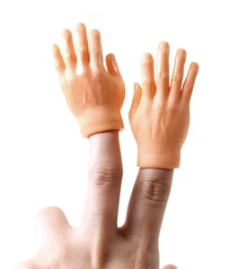 FINGER HANDS 1 Pair Light Skin Tone Finger Puppets Tiny Hands Stocking Stuffer - Picture 1 of 4
