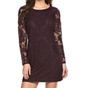 New Apt. 9 Purple Lace Shift Dress Size 12 Long Sleeve Party Night Out Date - Picture 1 of 12