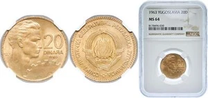 Yugoslavia 1963 20 Dinars Aluminium bronze 91  Cu 9  Al NGC MS 64 - Picture 1 of 1