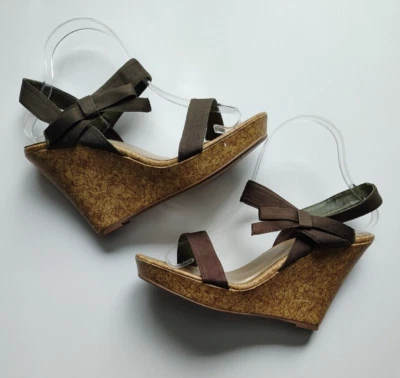 Charlotte Russe Women's Cork Wedge Open Toe Sandals Size 9 Olive Brown Tan NEW - Image 1 of 4