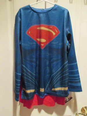 Justice League Boys SUPERMAN L 12-14 Shirt & Cape ONLY Costume No mask Halloween - Image 1 of 4
