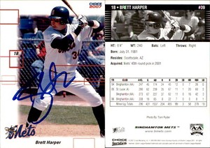 Brett Harper Signed 2007 Choice Binghamton Mets #9 Card *Autograph Den* Auto