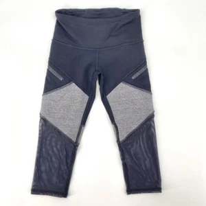Ivivva Girls Athletic Black Capri Leggings, 7 Mesh Inserts - Picture 1 of 7