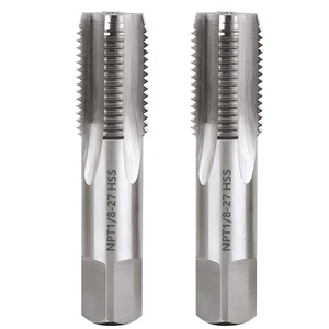 Juego de 2 grifos de tubería NPT 1/8"-27, grifo de rosca de tubo cónico de acero de alta velocidad para C... - Imagen 1 de 7