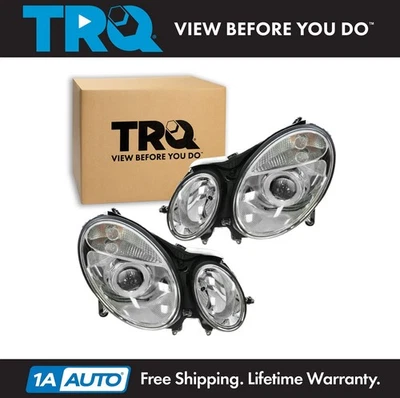 TRQ Headlight Assembly Set Fits 03-06 Mercedes-Benz E320 06 E350 E500 E55 AMG - Image 1 of 4