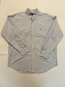 Camisa Polo Ralph Lauren Blake Para Hombre Grande Con Botones Preppy Rayas Azules y Blancas - Imagen 1 de 8