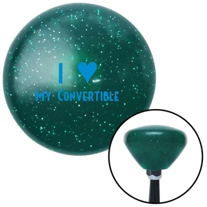 Blue I <3 My Convertible Green Retro Metal Flake Shift Knob w/ M16x1.5 Insert - Picture 1 of 15