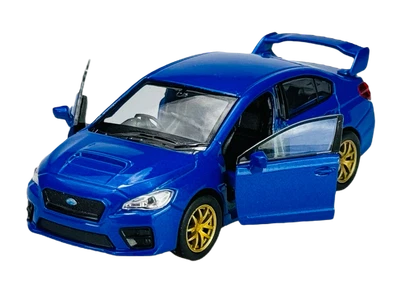 WELLY SUBARU IMPREZA WRX STi BLUE 1:34 DIE CAST METAL MODEL NEW IN BOX - Image 1 of 4