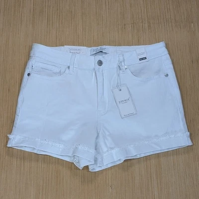 Mini Pantalones Cortos de Denim Judy Azul Cintura Alta Blanco Puños Dobladillo Deshilachado Para Mujer 29 Nuevos con Etiquetas Foto 1 de 4