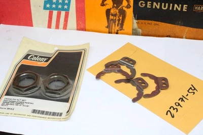 Harley Panhead  Shovelhead Crank Pin Nuts & Lockwashers 23966-54A & 23971-54 - Image 1 of 4