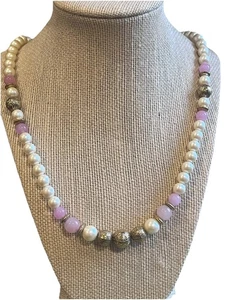 Collar de perlas de cuarzo rosa marca 1928 vintage  - Imagen 1 de 14