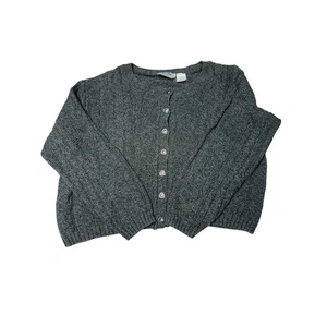 Northern Reflections Womens Gray Cable Knit Cotton Blend Cardigan Sweater Large - Picture 1 of 8