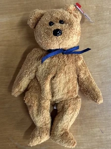 Juguete de peluche vintage Ty Beanie Baby - Fuzz the Bear (1999) - original coleccionable - Imagen 1 de 4