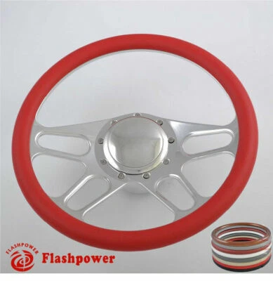 Volante Billet 14"" color rojo muscle car Dodge Challenger Charger Daytona Foto 1 de 4