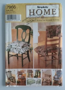 SIMPLICITY #7966 CHAIR PADS CUSHIONS FUTON AND GLIDER COVERS PATTERN -Cut - Picture 1 of 6