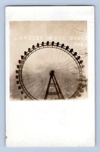 RPPC anni '20. RUOTA PANORAMICA PIÙ GRANDE DEL MONDO. PARIGI, FRANCIA. CARTOLINA DK8 - Foto 1 di 2