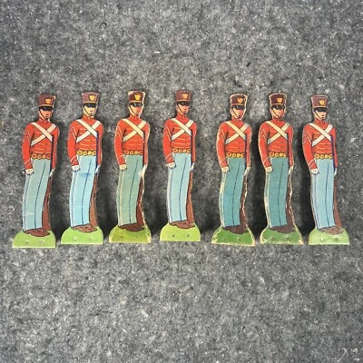 Seven Vtg Rare J Pressman & Co Cardboard Soldiers - Image 1 of 4