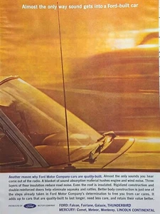Anuncio impreso vintage 1962 Ford Cars Quiality-Built Engineered silencioso absorción de sonido - Imagen 1 de 4