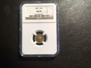 1857 One Dollar Gold Coin NGCAu 58 Very Nice For The Grade - Picture 1 of 3