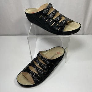 Berkemann Hassel Black Embossed Patent Leather Sandals US 10.5 Women’s Germany - Picture 1 of 12