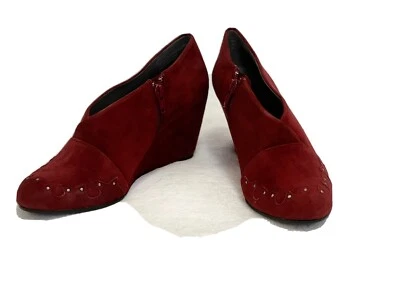 👠NEW Rondola Bordo Suede Leather Barola Wine Wedge Bootie Size 37M (US 6.5) - Image 1 of 4