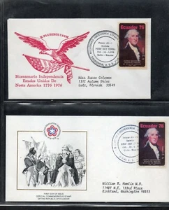 ECUADOR 1976 2 DIFF FDC AIR POST STAMPS AMERICAN BICENTENNIAL GEORGE WASHINGTON - Picture 1 of 2