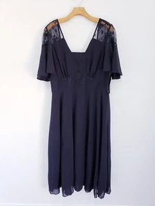 Nanette Lepore Chiffon Fit-and-Flare im Moment Spitze Cape Kleid Damen Gr. 14 - Bild 1 von 7