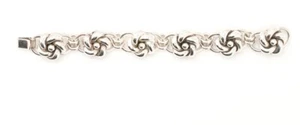 Vintage Georg Jensen USA Sterling Silver Puffed Flower Bracelet LaPaglia 7" L - Picture 1 of 12