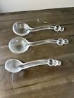 Vintage Imperial Glass Candlewick Clear  Double Beaded  Condiment Spoon Set of 3