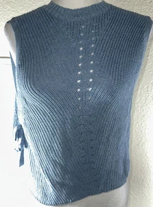 Autumn Cashmere Girl's Blue Knit Tie Sleeveless Sweater Size 14 NWT Orig.$89 - Picture 1 of 9