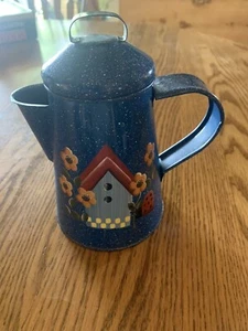 Speckled Blue Coffee Pot Tea Light Holder-Hand Painted - Picture 1 of 4