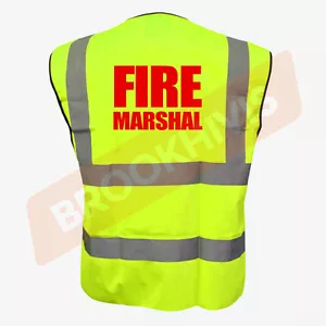 FIRE MARSHAL WARDEN BIG HI VIZ VIS WAISTCOAT VEST TABARD JACKET SAFETY WORK WEAR - Picture 1 of 21