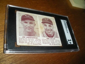 Doble juego de béisbol 1941 #77/78 Krakauskas/Feller graduado SGC 1 - Imagen 1 de 4
