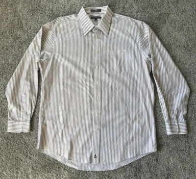 Camisa vintage con botones para hombre 17/36 blanca sin arrugas a rayas Smartcare NordStrom Foto 1 de 4