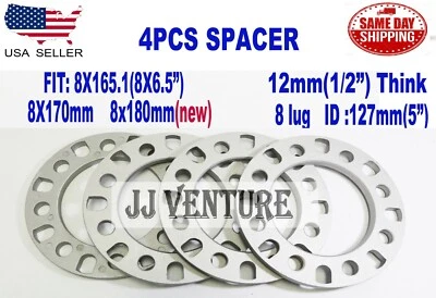 4件装8LUG轮毂垫8x165.1毫米8x6.5英尺12毫米(1/2英寸)适合道奇/RAM 2500 3500 — 第 1/4 张图片