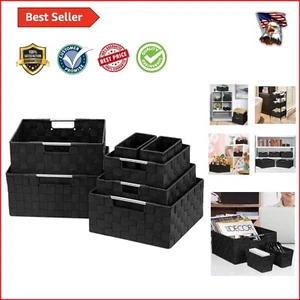 Chic Set of 7 Mesh Storage Baskets - Portable Black Organizers for Home and Kids - Picture 1 of 10