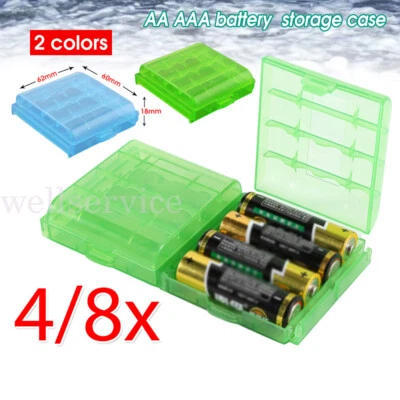 4/8x AA AAA Battery Batteries Storage Case Clear Holder Box Hard Plastic 5 Grid - Image 1 of 4