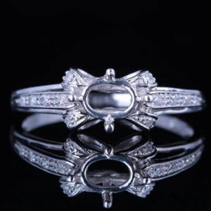 5X7mm Oval Engagement Diamond Semi Mount Unique Ring Cute Setting 14K White Gold