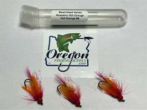Bead Head Veiled Assassin Hot Orange, 3 Fliegen KOSTENLOSER Versand für zusätzliche Artikel! - Bild 1 von 4