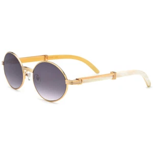 Luxury Natural Buffalo Horn Eyeglasses Marcos Gafas de sol Oval Glasses RX able - Imagen 1 de 20