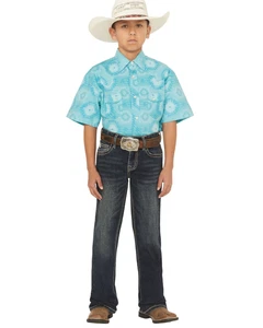 Rock & Roll Denim Boys' Hooey By And  Dark Wash Barbed Revolver Straight Stretch - Picture 1 of 11