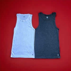 Spyder Adult XL Men White Charcoal Muscle Tank Top Logo Crew Neck Pair Of Shirts - Picture 1 of 3