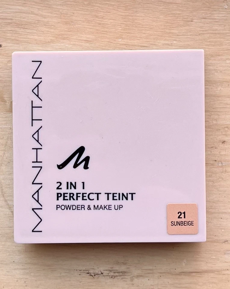 Manhattan 2 in 1 PERFECT TIENT Powder & Make-Up,  21 SUNBEIGE  9g- NEW NO BOX - Image 1 of 1
