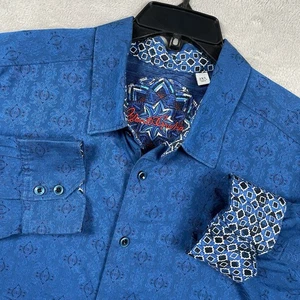Robert Graham Shirt Mens 2XL Blue Highland Tapestry Print Flip Cuff Paisley - Picture 1 of 11