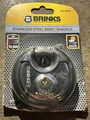 Brinks Commercial Grade R-80 Stainless Steel Discus Padlock 673-80002 80mm Open - Image 1 of 2