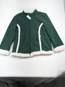 NWT Great Northwest Women's Pine Green Sruffy Lines Fleece Sweater XL - Picture 1 of 9