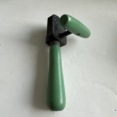 Vintage Edlund Junior Crank Can Opener Green Wood Handles Pat June 18 29 USA - Image 1 of 4